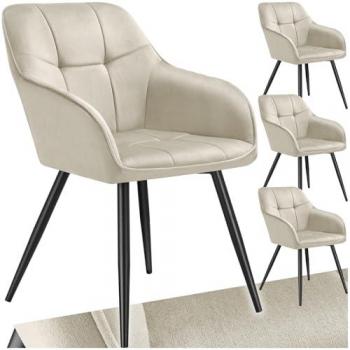 Tectake® Esszimmerstuhl „Marilyn“ – 4er Set, gepolstert, schlanke Stahlbeine
