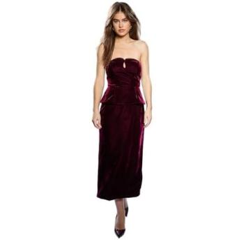 Runway 1.8.1.8 Velvet Strapless Dress, Plum – 10 EU