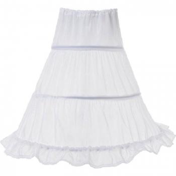 Jupe soirée blanche à cordon élastique, jupon floral et crinoline