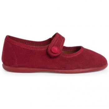 Ballerines Enfant en Suède Bordeaux à Velcro
