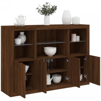 VidaXL Sideboards mit LED-Beleuchtung 3 Stk. Eichen-Optik