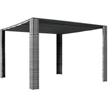 VidaXL Tenda da giardino con tetto in poliratana 300 x 300 x 200 cm grigia e antracite