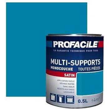 Profacile Murs & Plafonds – 0,5 L Bleu Acapulco (satin, multi-support)