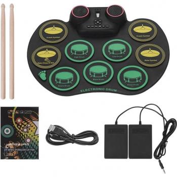 Digital Practice Drum Pad with Foot Pedals and Sticks