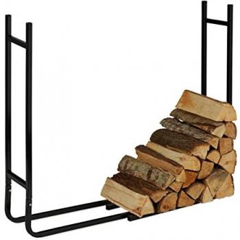 Moderne Holzstapelhilfe, Kaminholzregal, Relaxdays, BxTxH: 123x19,5x91 cm