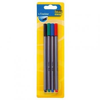 Idena Penne Fineliner Set 4x in Rosso Blu Verde Nero