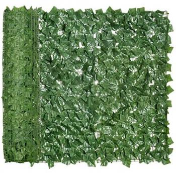 Rotolo di Siepe Artificiale in pe Anti-UV Foglie Verde Scuro