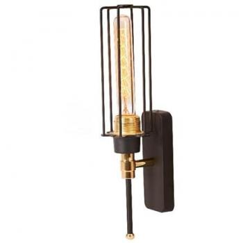 EPIKASA Lámpara de Pared, Metal, Negro y Oro, 10x10x36 cm