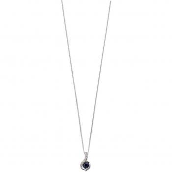 Blue Sapphire and Diamond Pendant in 9ct White Gold by Elements, with Swirl Design (GP881LZ475GN200, 46cm Chain)