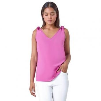 Roman Tie Detail Strap Cami – Pink Leather, UK 10