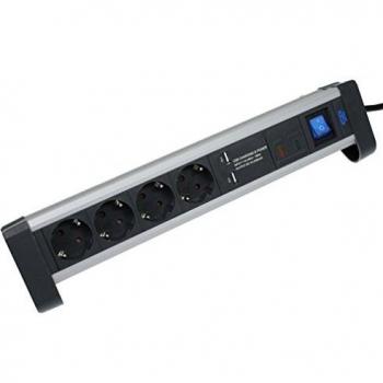 As-schwabe 18361 Multipresa con interruttore Nero, Argento Schuko 1 pz
