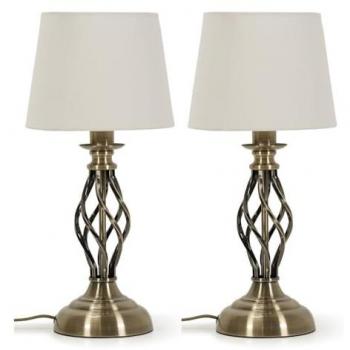 Antique Brass Traditional Fabric Tapered Table Lamps