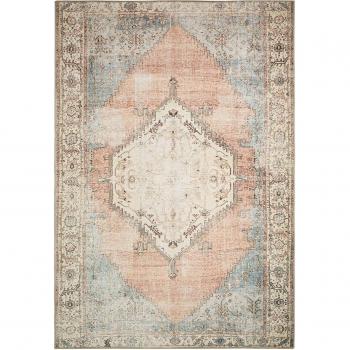 Tapis Effet Usé Bleu et Rose 120x170