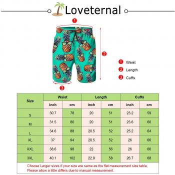 Hawaiian Style Loveternal Herrenbadeshorts – Schwarzer 3D-Duck, XXL