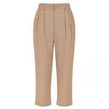 Brown Check Wide-Leg Jumpsuit Bottoms – 16