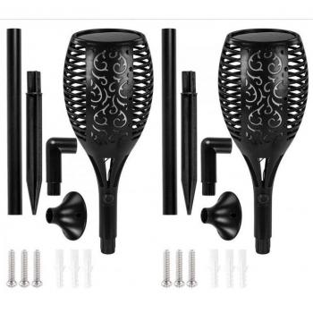 Lampes solaires VOLTRONIC 51 LED effet flamme pour jardin, 2 unités