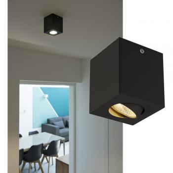 Plafonnier carré Triledo, LED, 6,2W, 3000K, couleur noir mat
