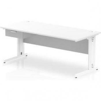 Impulse 1800mm x 800mm Office Desk with White Top, Black Legs and Hidden Cable Management System