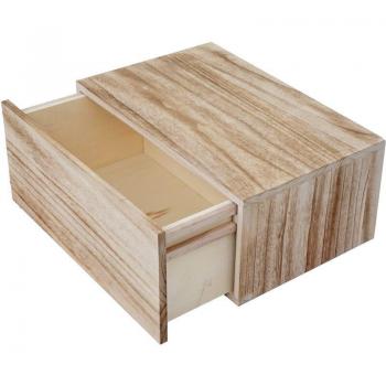 Tagère Vintage 403, Étagère Murale avec Tiroir, 21x46x30cm, Brun Naturel