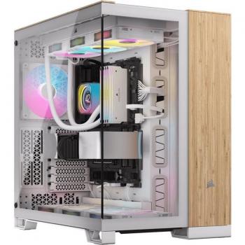 Corsair 6500X Midi Tower ATX Boîtier en Bambou Blanc avec Double Verre Trempé et USB-C