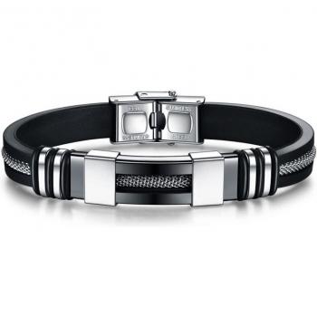 ZORCVENS Vintage Stainless Steel and Silicone Men's Bracelet