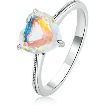 BAMOER Anello Semplice in Argento 925 con Cuore Lucente per Donne