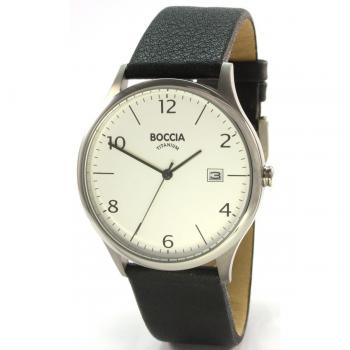 Boccia Herrenuhr Analog – Quarzgetakt, Lederarmband 3585‑01
