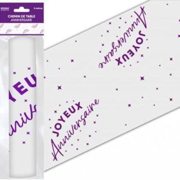 Chemin de table festif violet 5m