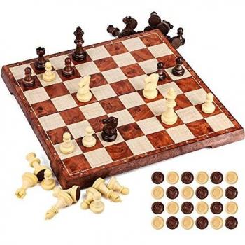 Scacchiera Magnetica e Dama UNEEDE 2-in-1 Pieghevole