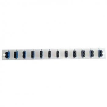 Bestückte Frontblende 12 x SC Duplex Kupplung OS2 vertikal grau