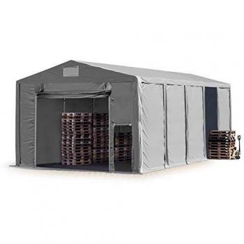 Tente de stockage 8x10 mètres avec bâches en PVC et porte automatique