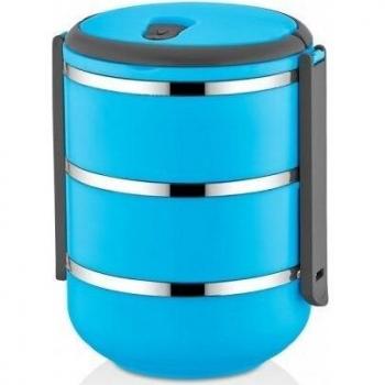 Freshbox 2.25L Blue Steel Travel Lunch Box with 3 Layers