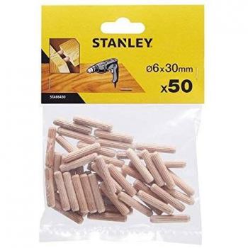 Stanley round wooden dowels 6mm x 30mm pack of 50