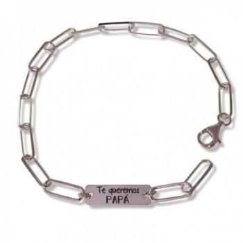 Pulsera de plata Ley 925m para hombre con mensaje TE QUEREMOS PAPÁ
