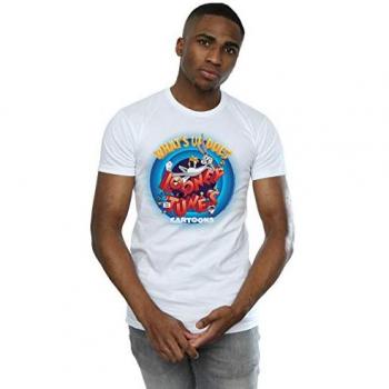 Männliches Looney Tunes Shirt „Circle“ – „What’s Up Doc“, weiß