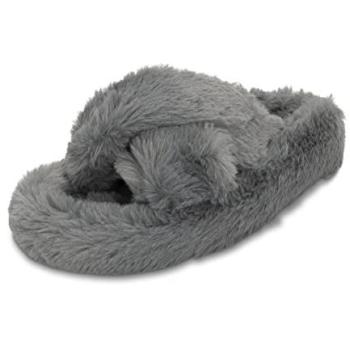 FleeceFox Plush Indoors Slippers – Dark Grey, Women’s, 5