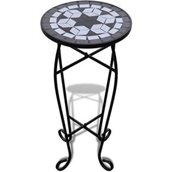 VidaXL's Plant Table: Mosaic Side Table in Black and White