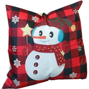 Festive Red Snowman Cushion 40x40cm