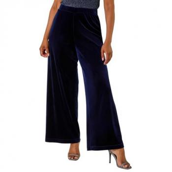 Velvet Stretch Wide Leg Trouser – Roman Edition