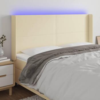Testiera LED Crema in Similpelle 203x23x118/128 cm