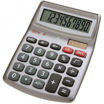 GRAU GENIE 540 10‑stelliger Design-Tischrechner – Solarbetrieb & Akku, kompakt