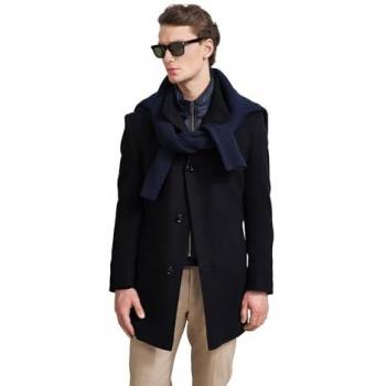 Marine Wollmantel mit Nylon-Westenfake für Herren, Größe 50