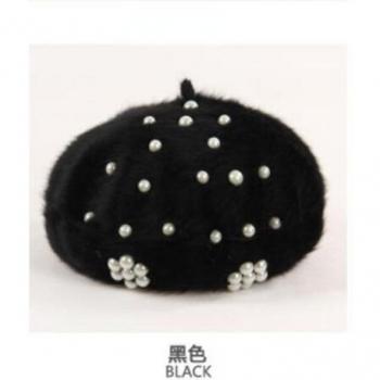 Capuchon tricoté femme, béret en fourrure de lapin blanc