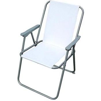 Sedia pieghevole Relax 76 x 47 x 53 cm acciaio verniciato/PVC bianca Garden Friend