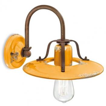 Applique Retrò Country Giallo Lucido Ferroluce C1440 E27 77W Handmade