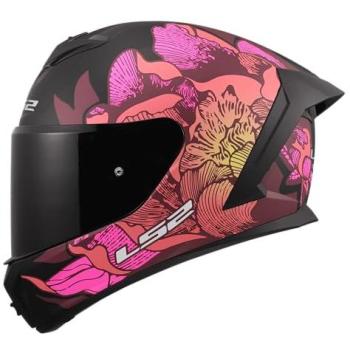 Rapid III Casco Motociclista LS2 FF820 Poppies II Nero Rosa Opaco XS