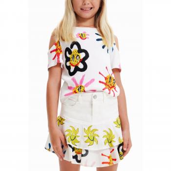 T-shirt féminin Desigual blanc découpe soleils 9/10