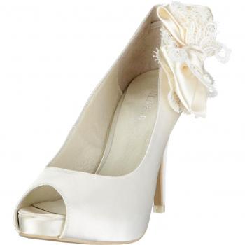 Scarpe da sposa MENBUR WEDDPEEP TOE LAZO BLONDA, Avorio