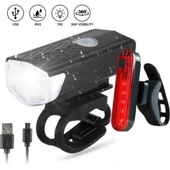 Luces LED para Bicicleta, Faro Trasero Recargable, Accesorios para MTB y Carretera