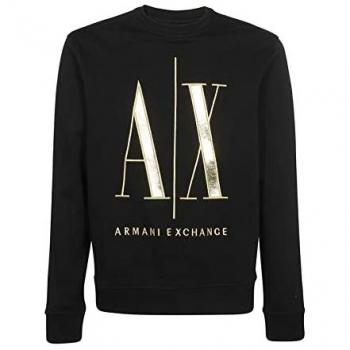 Sudadera de Hombre Armani Exchange Negra, Cuello Redondo, Logotipo, Talla 2XL